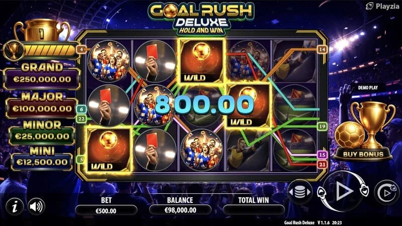 Goal Rush Deluxe - osnovna igra, dobitna linija